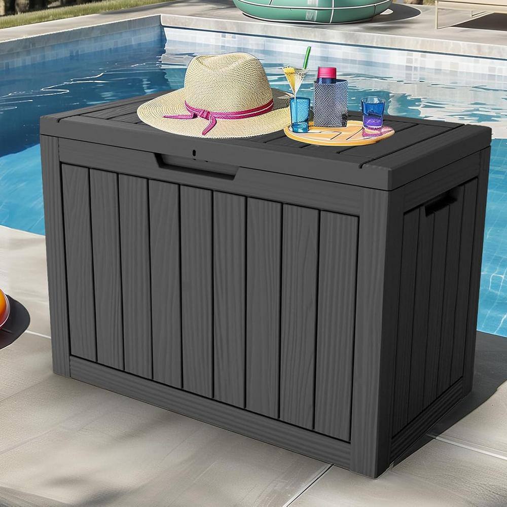 45 Gal. Black Lockable Resin Deck Box - Hercitys