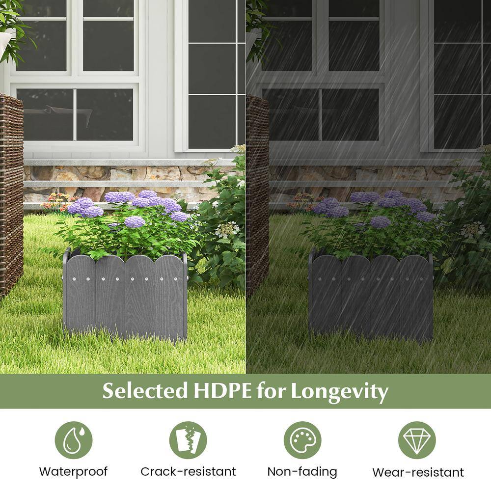 12.5 in. x 12 in. x 10 in. Planter Box Weather-Resistant Square Grey HDPE Flower Pot Garden Bed (2-Pack) - Hercitys