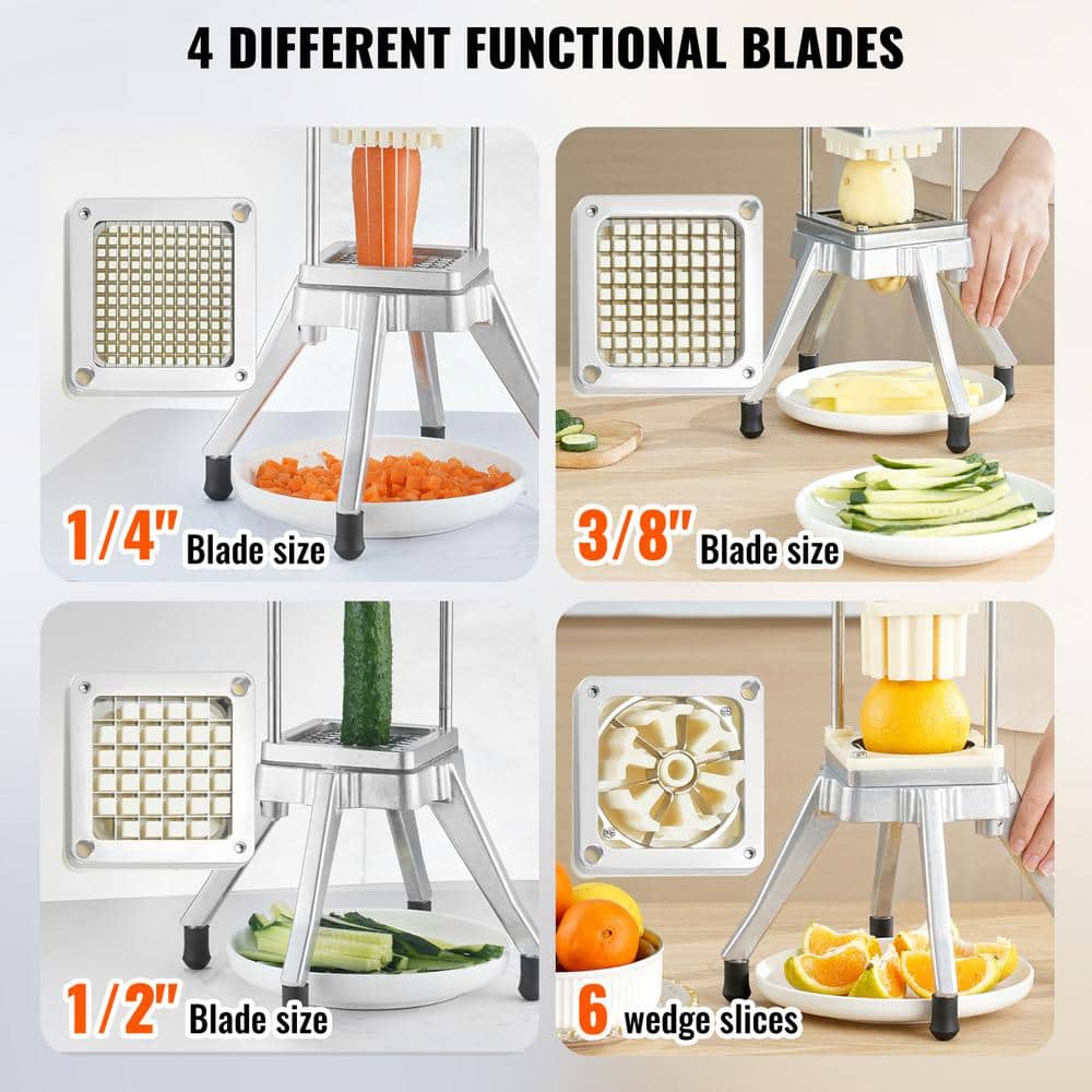 4-Blade Commercial Choppe Stainless Steel Potato Dicer, Slicer French Fry Cutter Multi-Function Vegetable, Fruit Chopper - Hercitys
