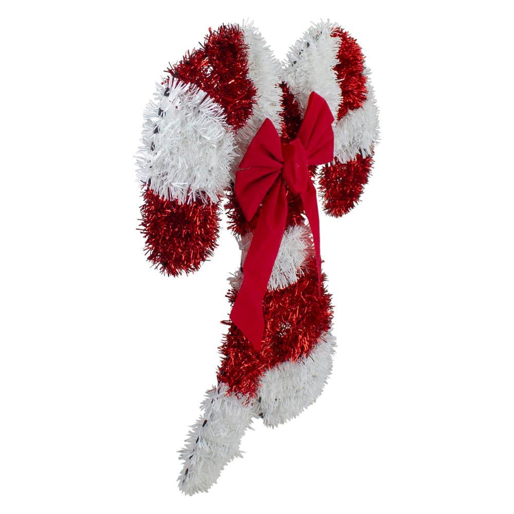 19.25 in. Tinsel Candy Cane Christmas Window Decoration - Hercitys