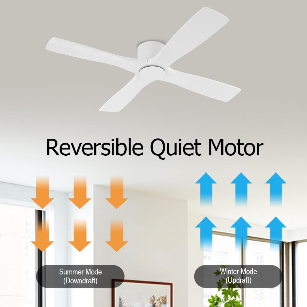 54 in. Ceiling Fan 6 Speeds Wall Fan in White with Remote - Hercitys