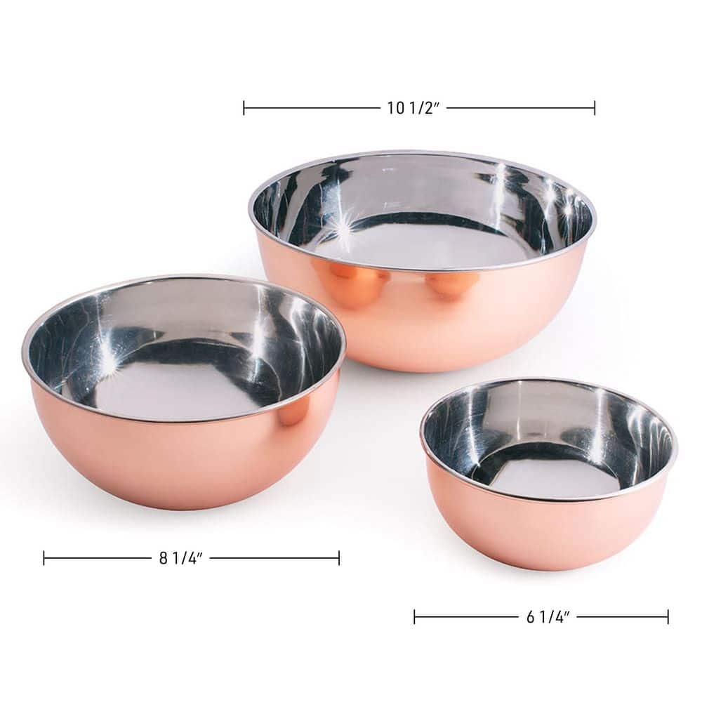 3 Piece Copper Mixing Bowl Set - Hercitys