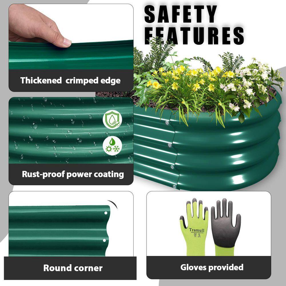4 x 2 x 1 ft. Green Oval Metal Raised Garden Bed (2-Pack) - Hercitys