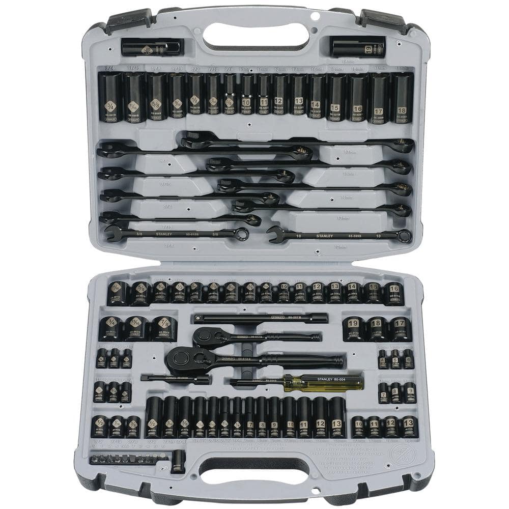 22 in. Cantilever Mobile Tool Box and 1/4 in. and 3/8 in. Drive Black Chrome SAE and Metric Mechanics Tool Set (99 Pc) - Hercitys