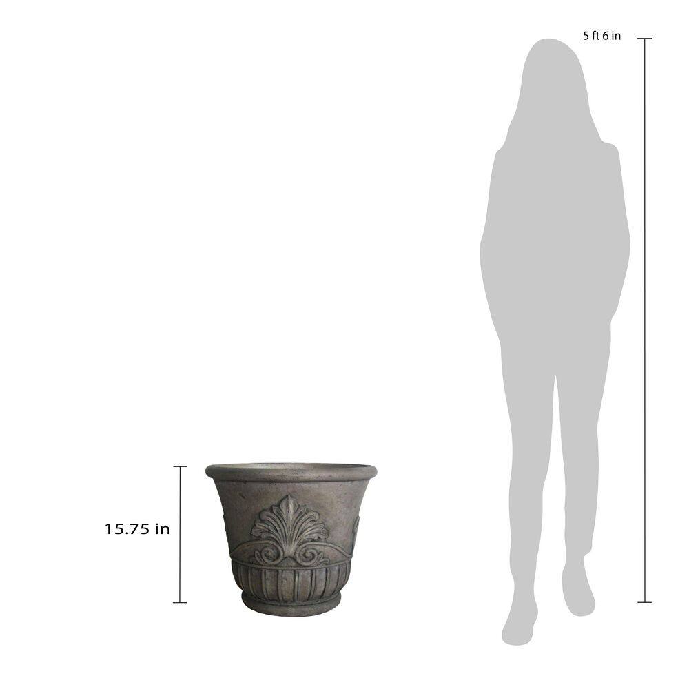 19 in. D Special Aged Granite Cast Stone Italian Leaf Pot - Hercitys