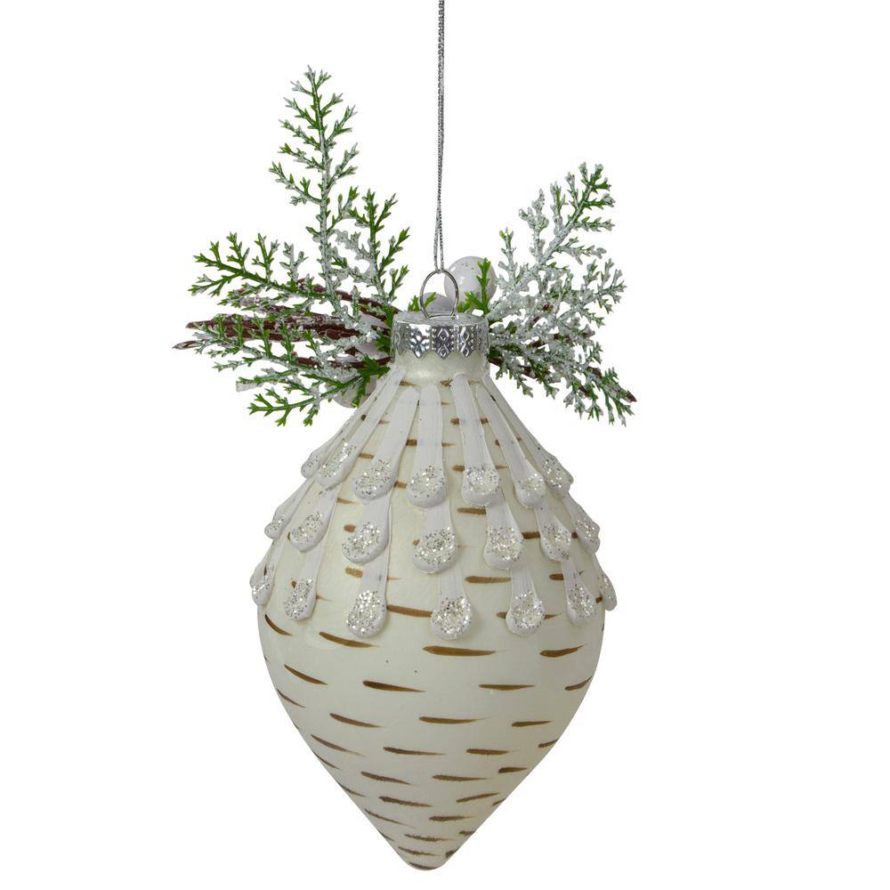 5 in. Cedar and Berries White Finial Christmas Ornament - Hercitys