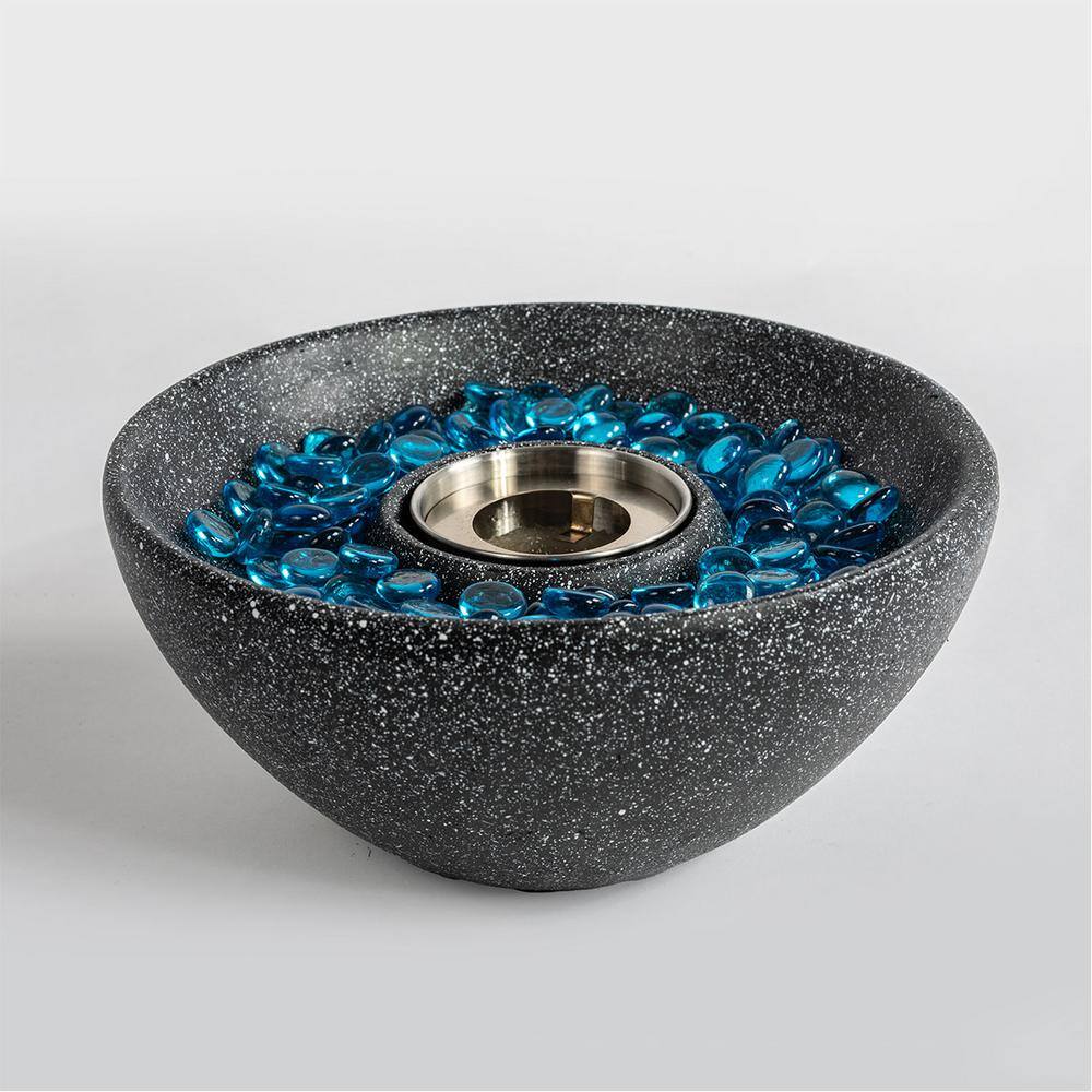 10.63 in. x 10.63 in. x 5.12 in. Black Ethanol Fuel Concrete Tabletop Fire Pit, Personal Fireplace Mini Fire Pit - Hercitys