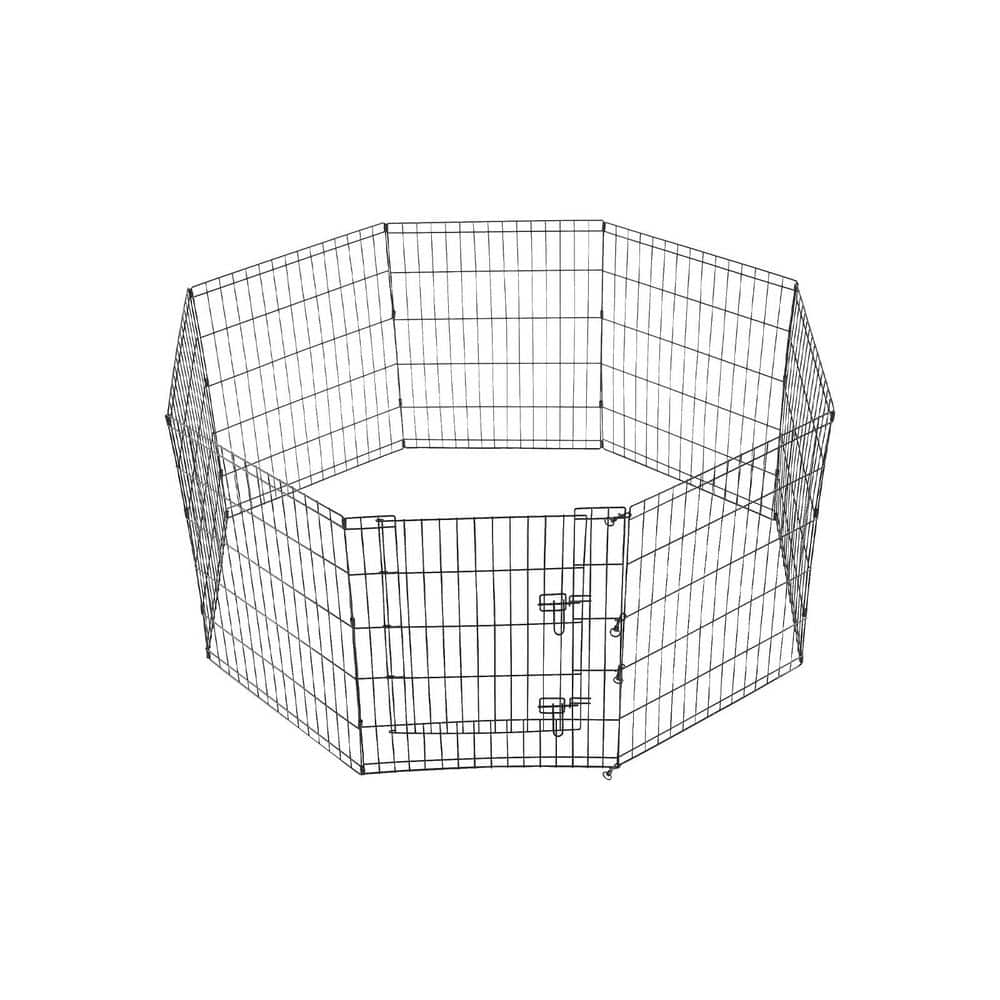 31.5 in. H 8-Panels Outdoor Indoor Iron Puppy Dog Fence Pet Dog Playpen - Hercitys