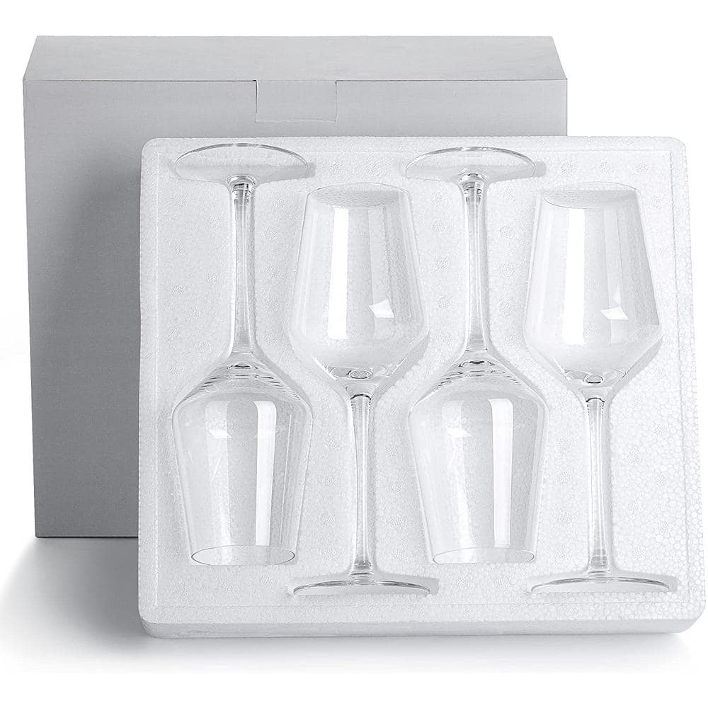 13 oz. Crystal Clear Wine Glass Set ((set of 4))-Hand Blown Lead-Free Glass, Great Gift Packaging for Daily Use - Hercitys