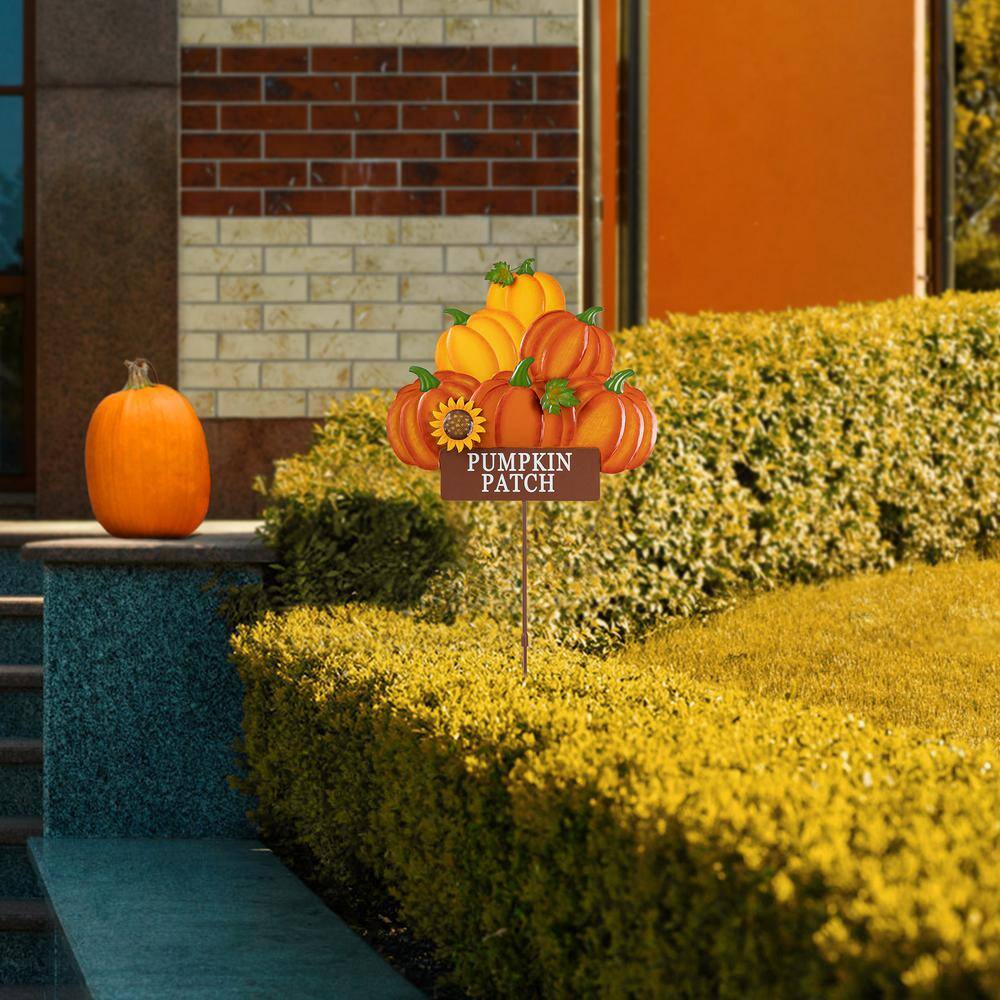 42 in. H Fall Metal Pumpkins Stack Yard Stake - Hercitys