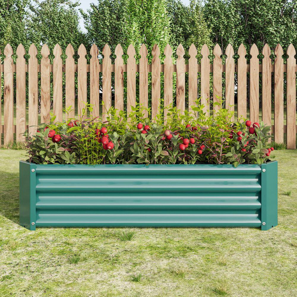 4 x 2 x 1 ft. Green Rectangular Metal Raised Garden Bed - Hercitys