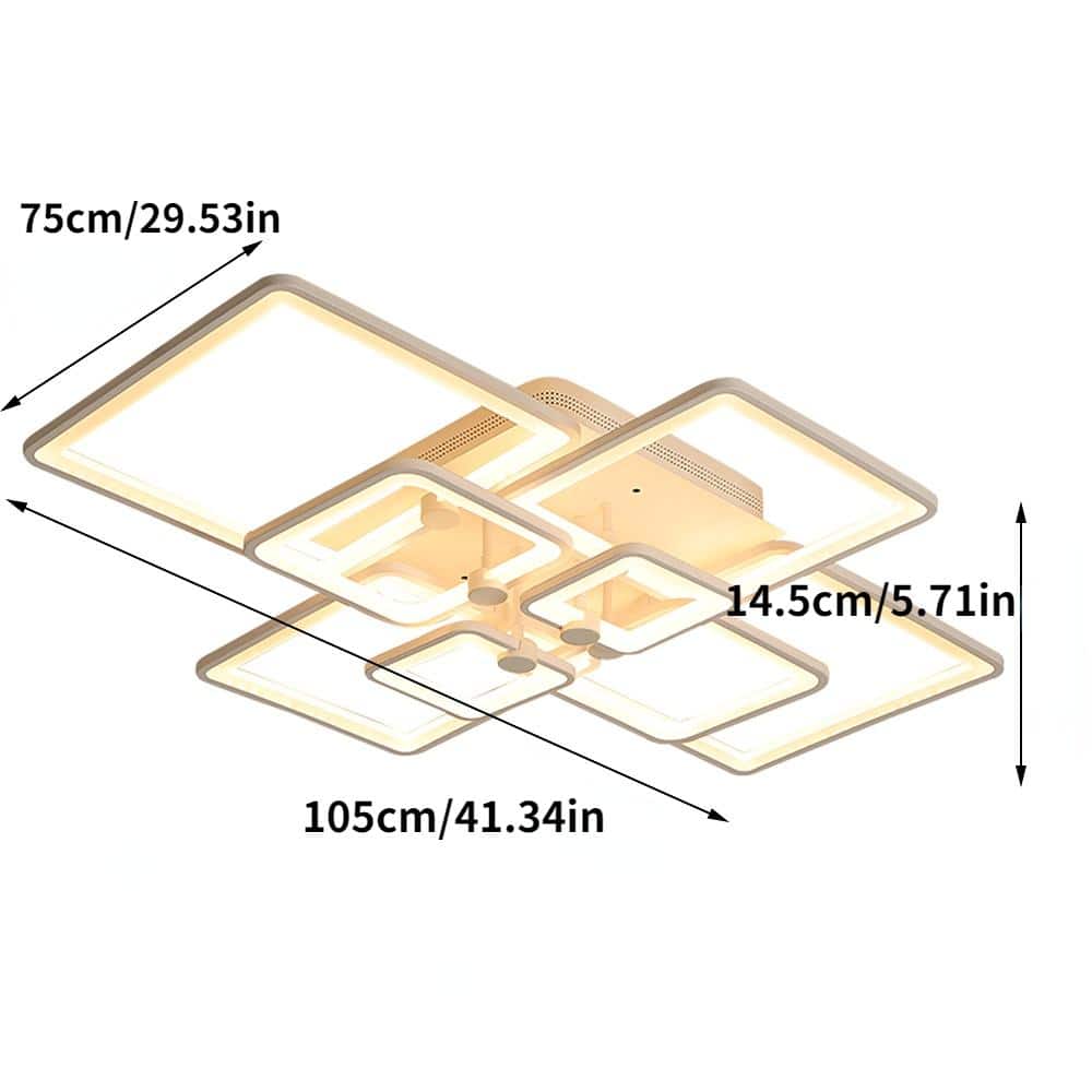 41.34 in. White Modern Flush Mount LED Ceiling Light with Remote and Acrylic Lampshade - Hercitys