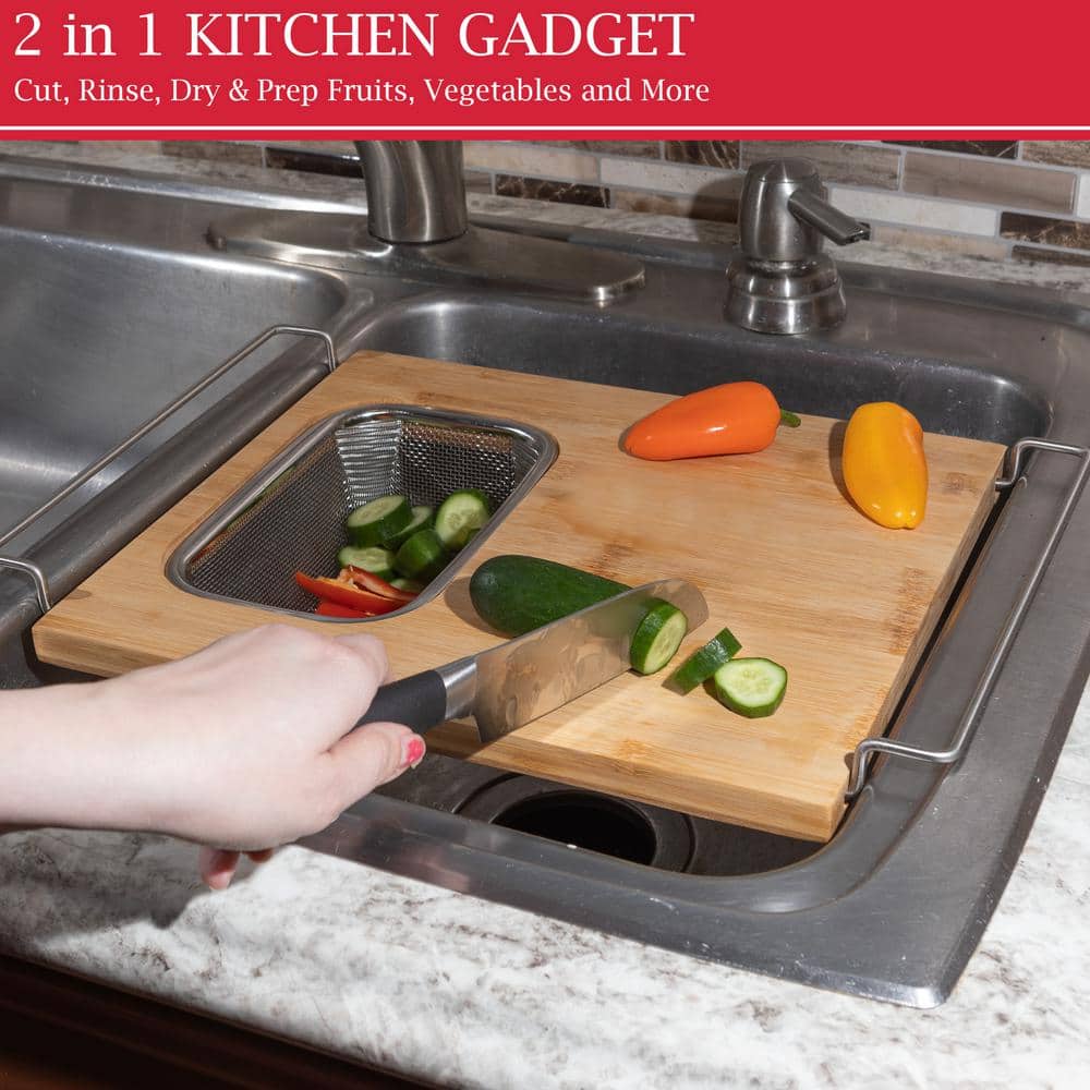 13.2in x 11.5in 2 in 1 Cutting Board with Strainer - Hercitys