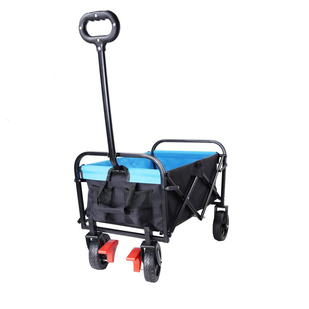 4 cu. ft. Metal Garden Cart, Black and Blue - Hercitys