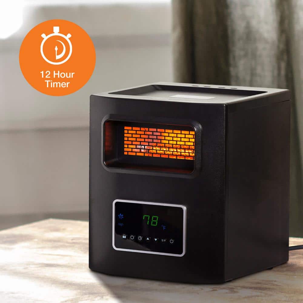 1500-Watt Electric 4-Wrapped Element Infrared Heater with USB Charging - Hercitys