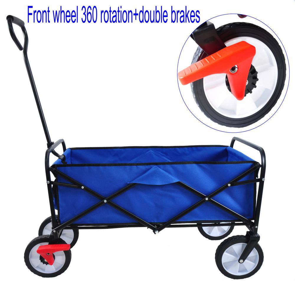 3 cu. ft. Steel and Fabric Folding Garden Cart in Blue - Hercitys