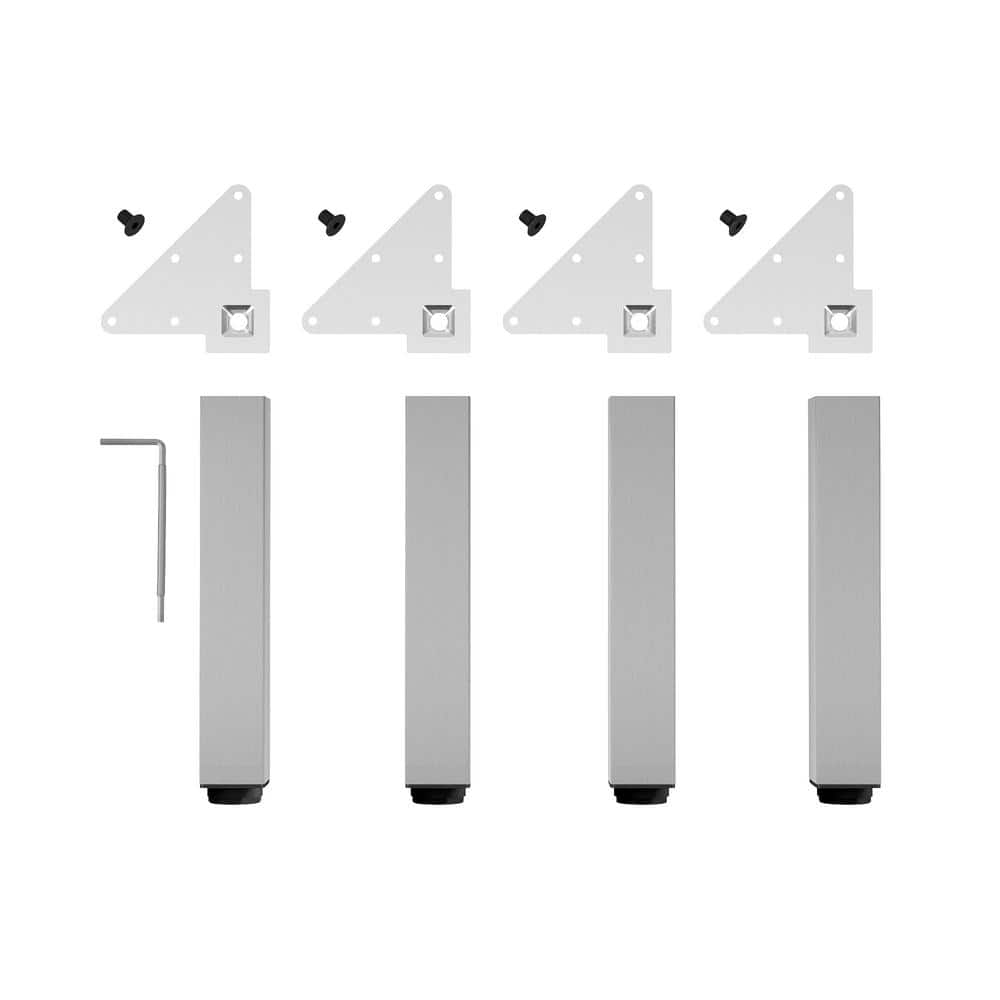 (4-Pack) 11 3/4 in. (300 mm) Stainless Steel Metal Square Furniture Leg with Leveling Glide - Hercitys