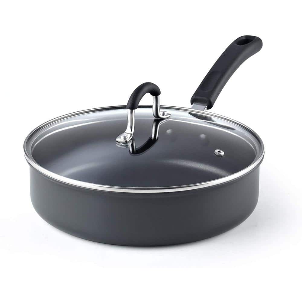 3 Quart 10 in. Nonstick Anodized Aluminum Saute Frying Pan with Lid - Hercitys