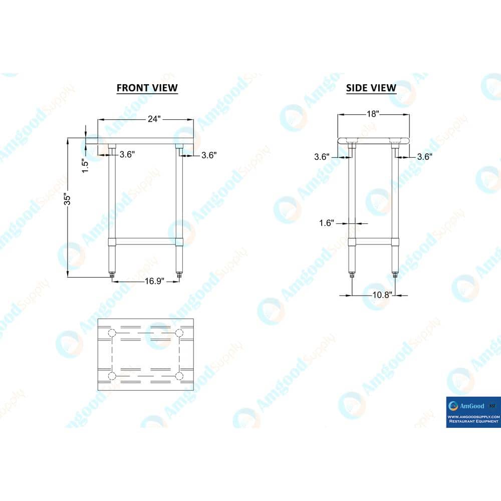 18 in. x 24 in. Stainless Steel Kitchen Utility Table with Adjustable Bottom Shelf - Hercitys