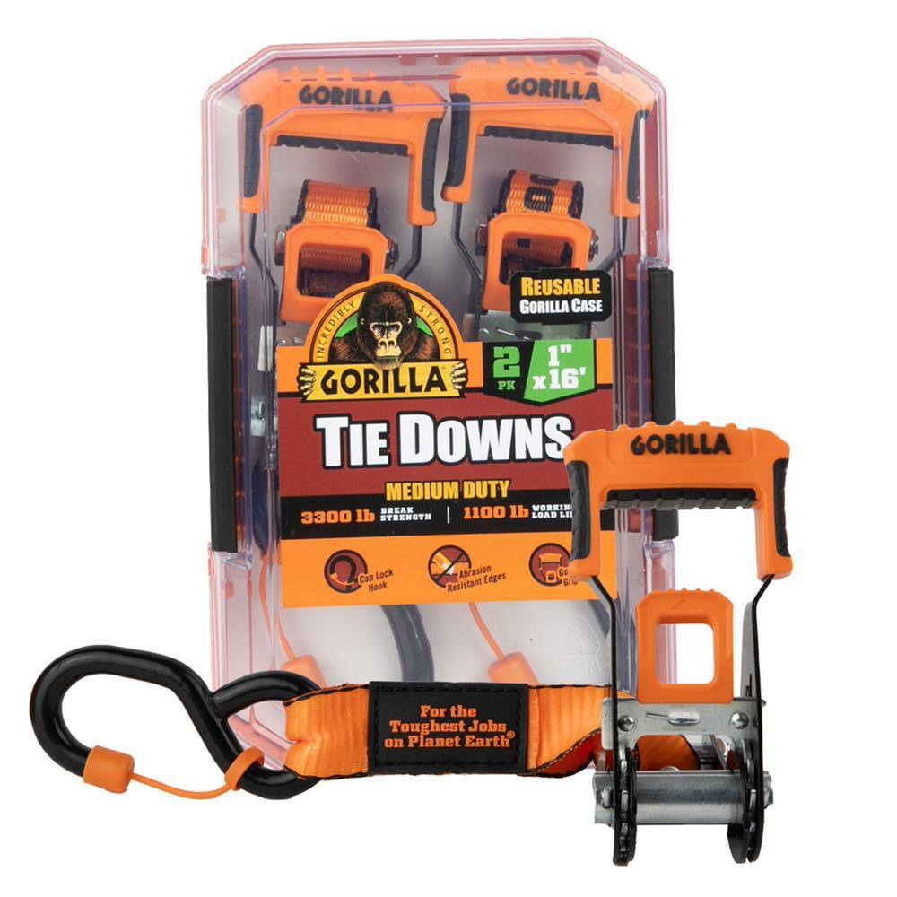 16 ft. x 1 in. Medium Duty Tie Down Ratchet Strap (2-Pack) - Hercitys