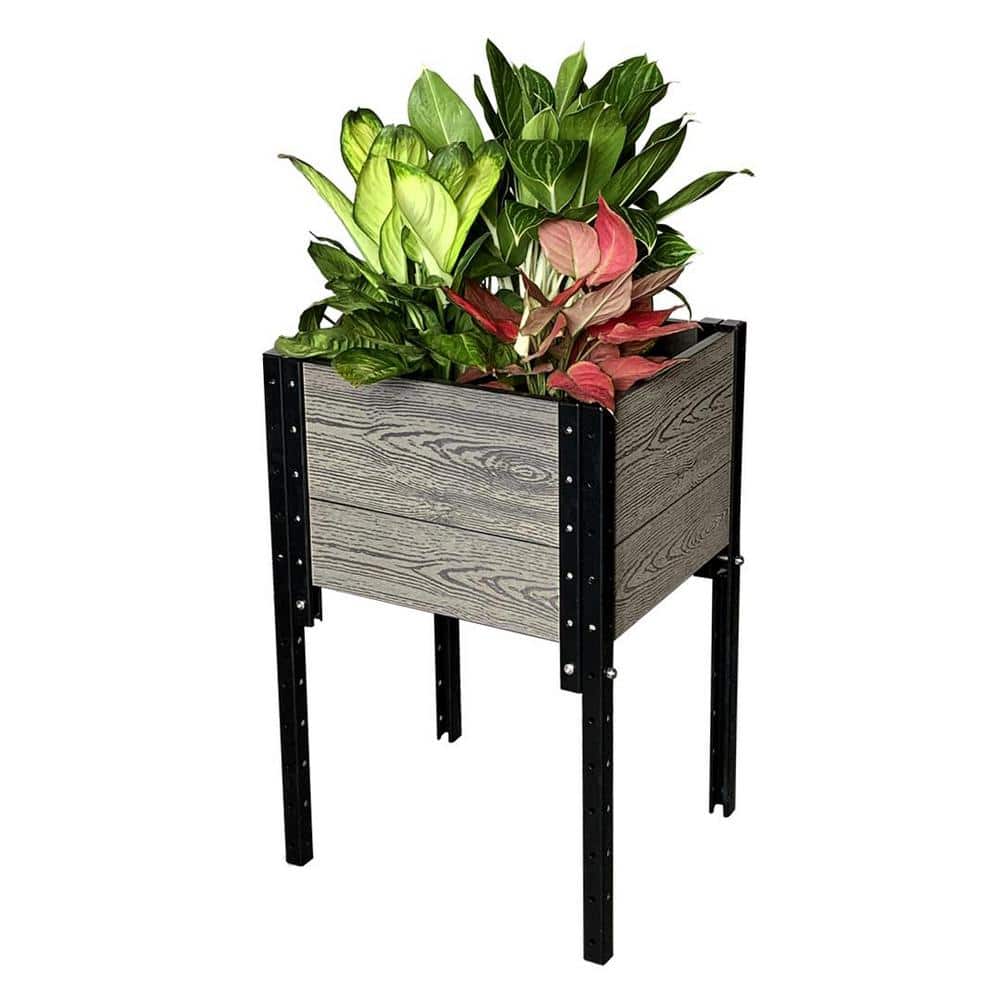 17 in. L x 19 in. W x 28 in. H Elevated Composite Planter Box in Grey - Hercitys