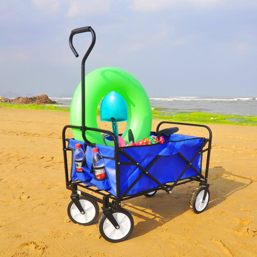 4.7 cu. ft. Steel Folding Garden Shopping Beach Cart in Blue - Hercitys