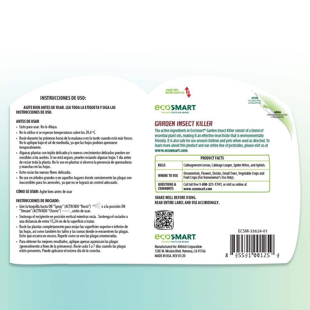 24 oz. Natural Garden Insect Killer with Plant-Based Rosemary Oil and Peppermint Oil, Ready-to-Use Spray Bottle (2-Pack) - Hercitys