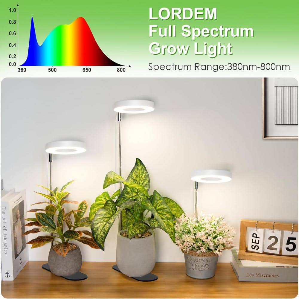 48 LEDs Full Spectrum Plant Grow Light for Indoor Plants with Automatic Timer, Dimmable Levels, Height Adjustable 3-Pack - Hercitys