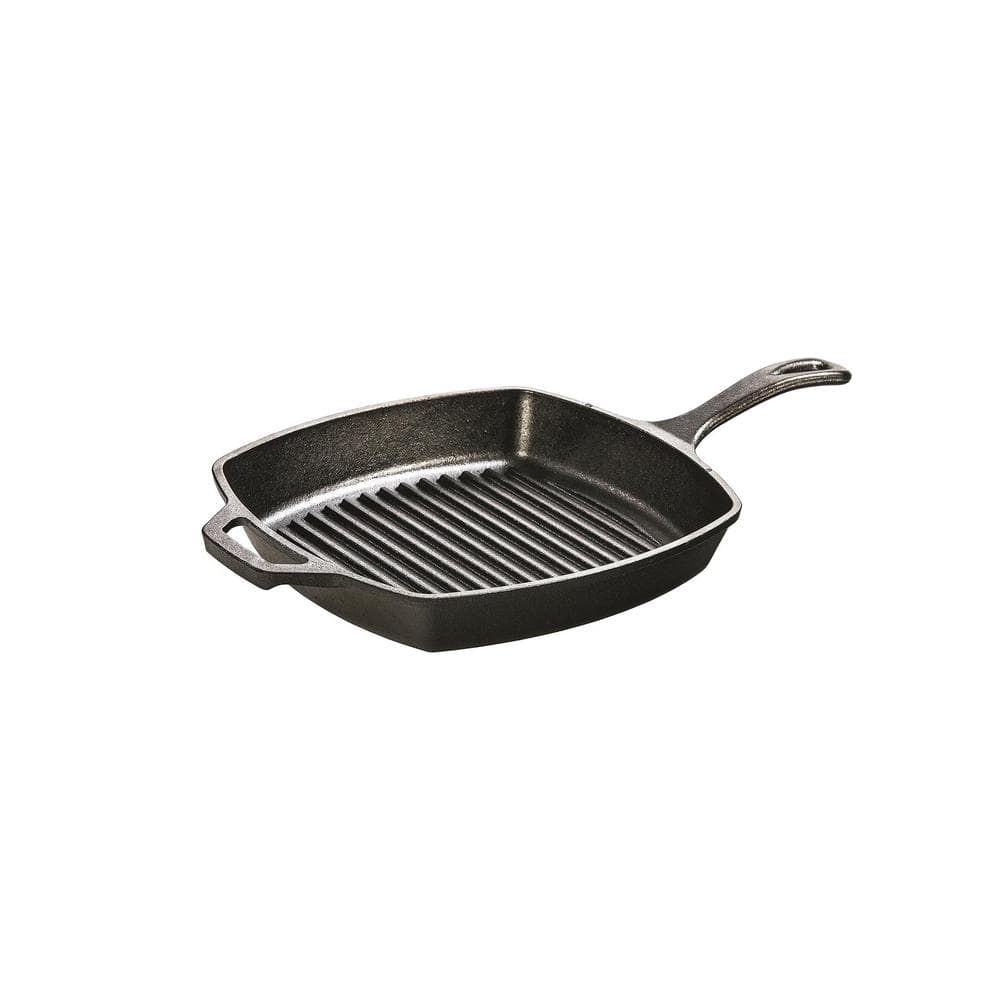 10.5 in. Cast Iron Pre-Seasoned Nonstick Grill Pan in Black - Hercitys