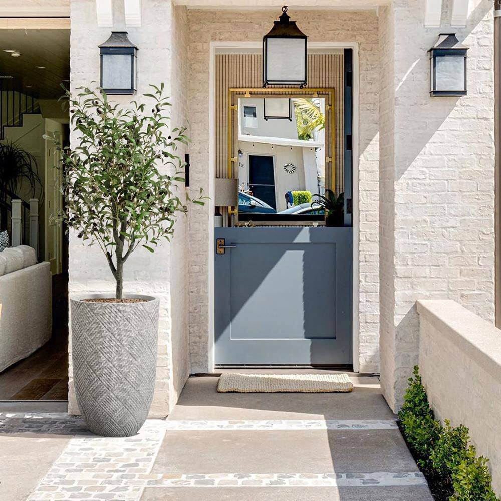 22.4 in. H Gray Glen Pattern Ceramic Round Planter - Hercitys