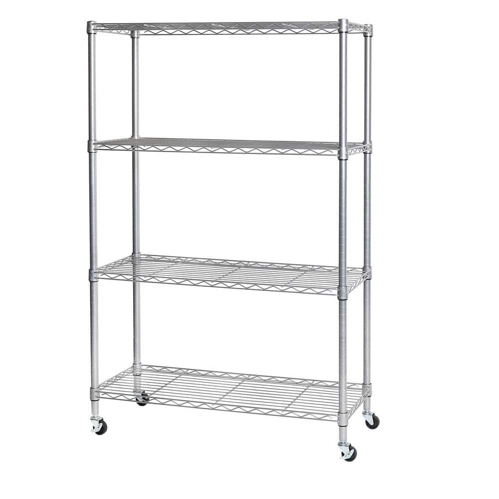 4-Tier Steel Wire Shelving System in Silver (36 in. W x 14 in. D x 56.5 in. H) - Hercitys