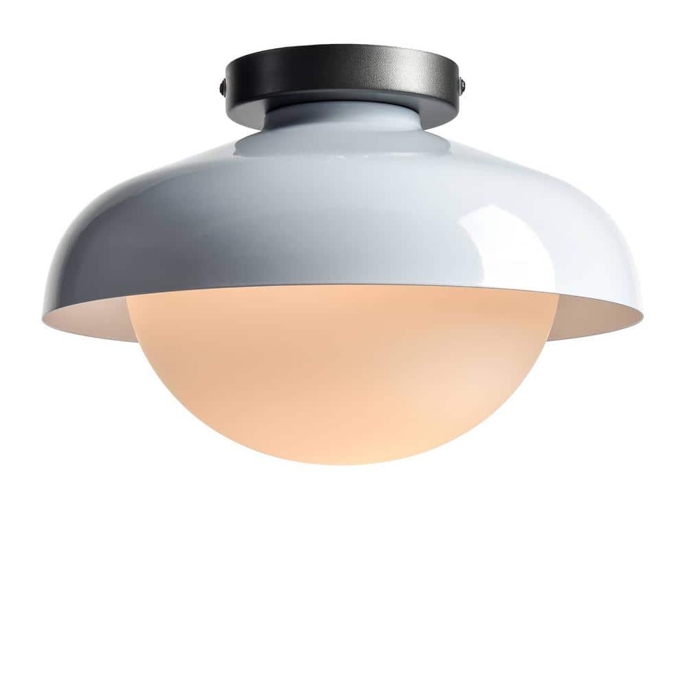 13.8 in. 1-Light White Flush Mount with No Glass Shade and No Bulbs Included 1-Pack - Hercitys