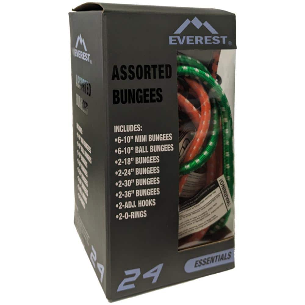 18 in. 24 in. 30 in. 36 in. Assorted Bungee Cord 24-Pack - Hercitys