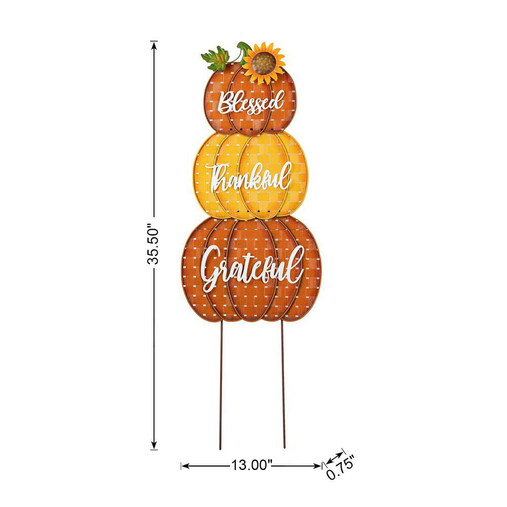 35.5 in. H Thanksgiving Metal Stacked Pumpkins Yard Stake - Hercitys
