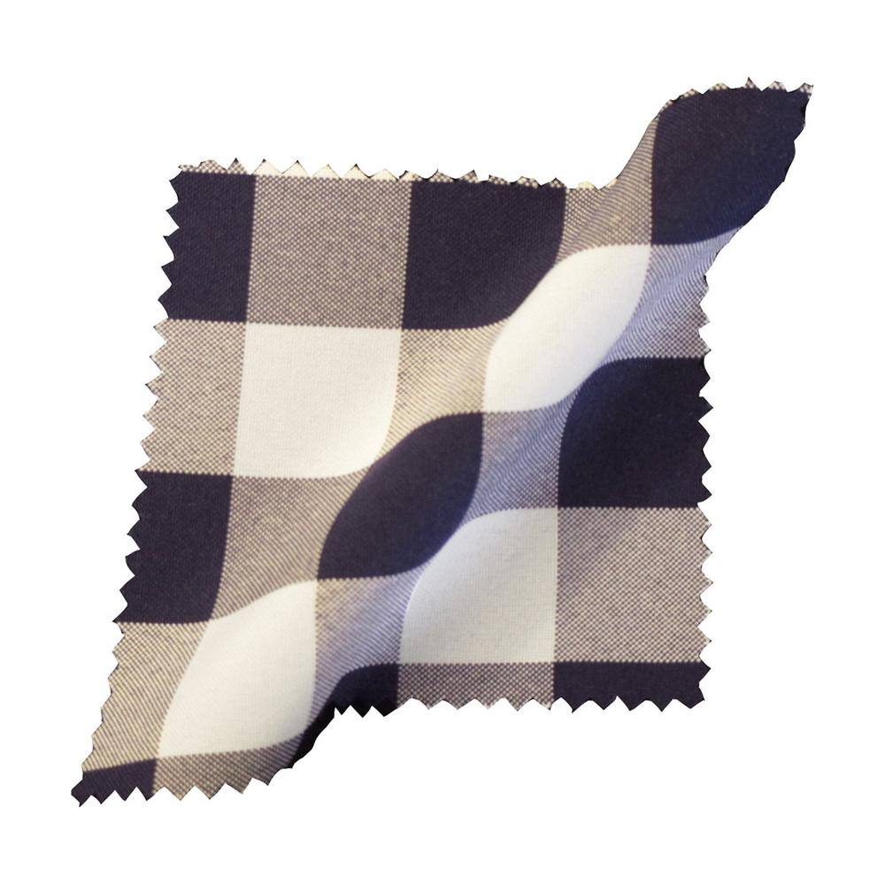 “58 in. White and Navy Polyester Gingham Checkered Round Tablecloth” - Hercitys