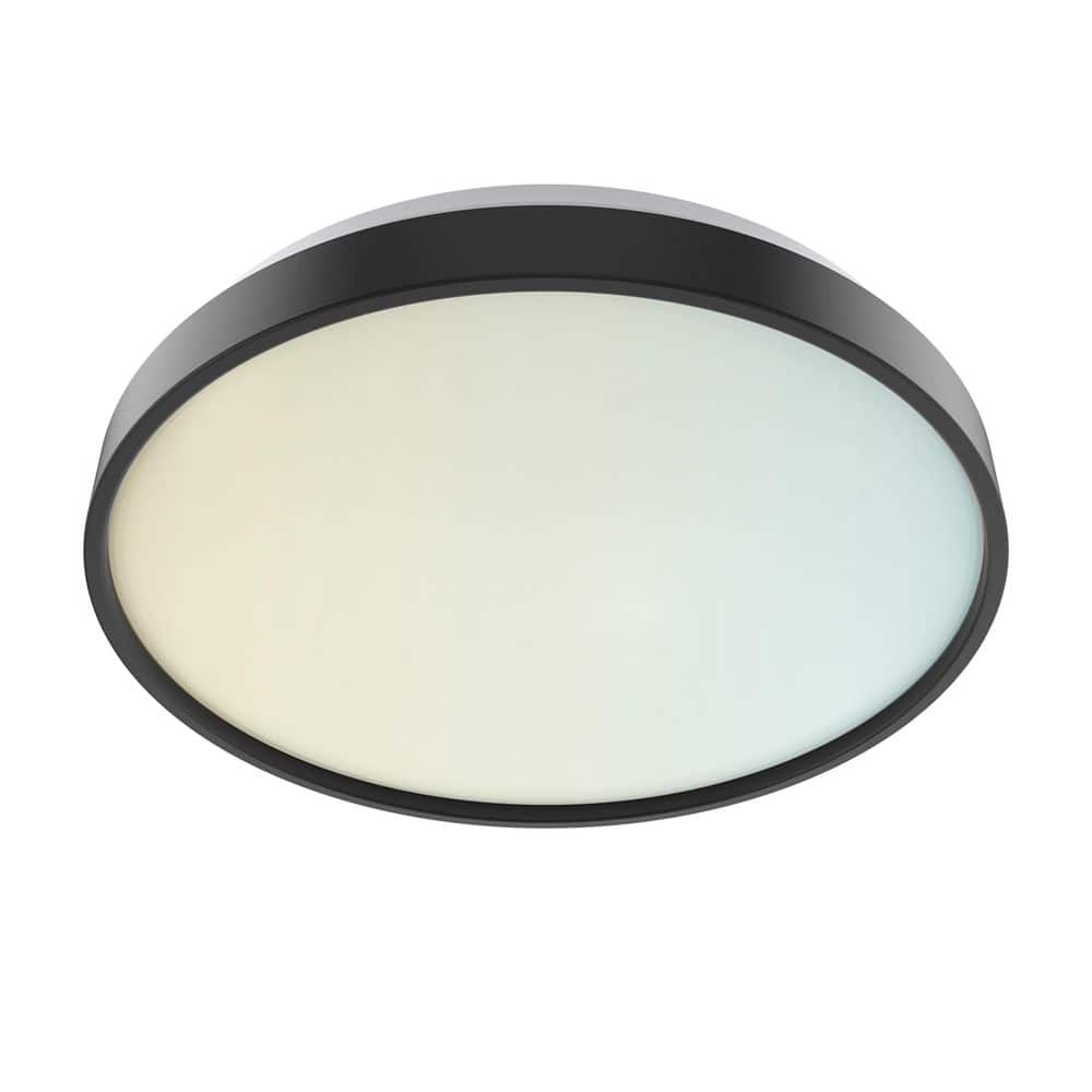 15 in. Modern Ring Slim Selectable LED Flush Mount Ceiling Light Fixture Matte Black For Kitchen Bedroom Living Room - Hercitys
