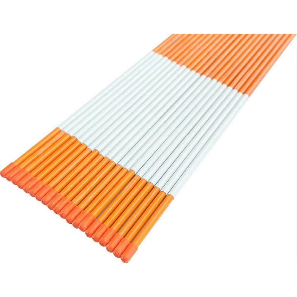36 in. Solid Driveway Markers 1/4 in. Dia Driveway Poles for Easy Visibility at Night Reflective, Orange (10-Pack) - Hercitys