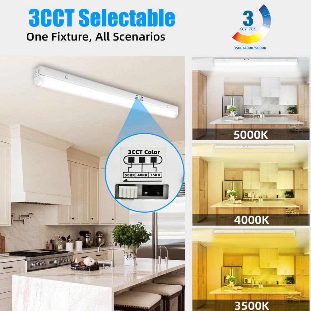 40.55 in. x 2.76 in LED Linear Light 3500K/4000K/5000k 35W/40W/45W Selectable, 5400LM Flush Mount (2-Pack) - Hercitys