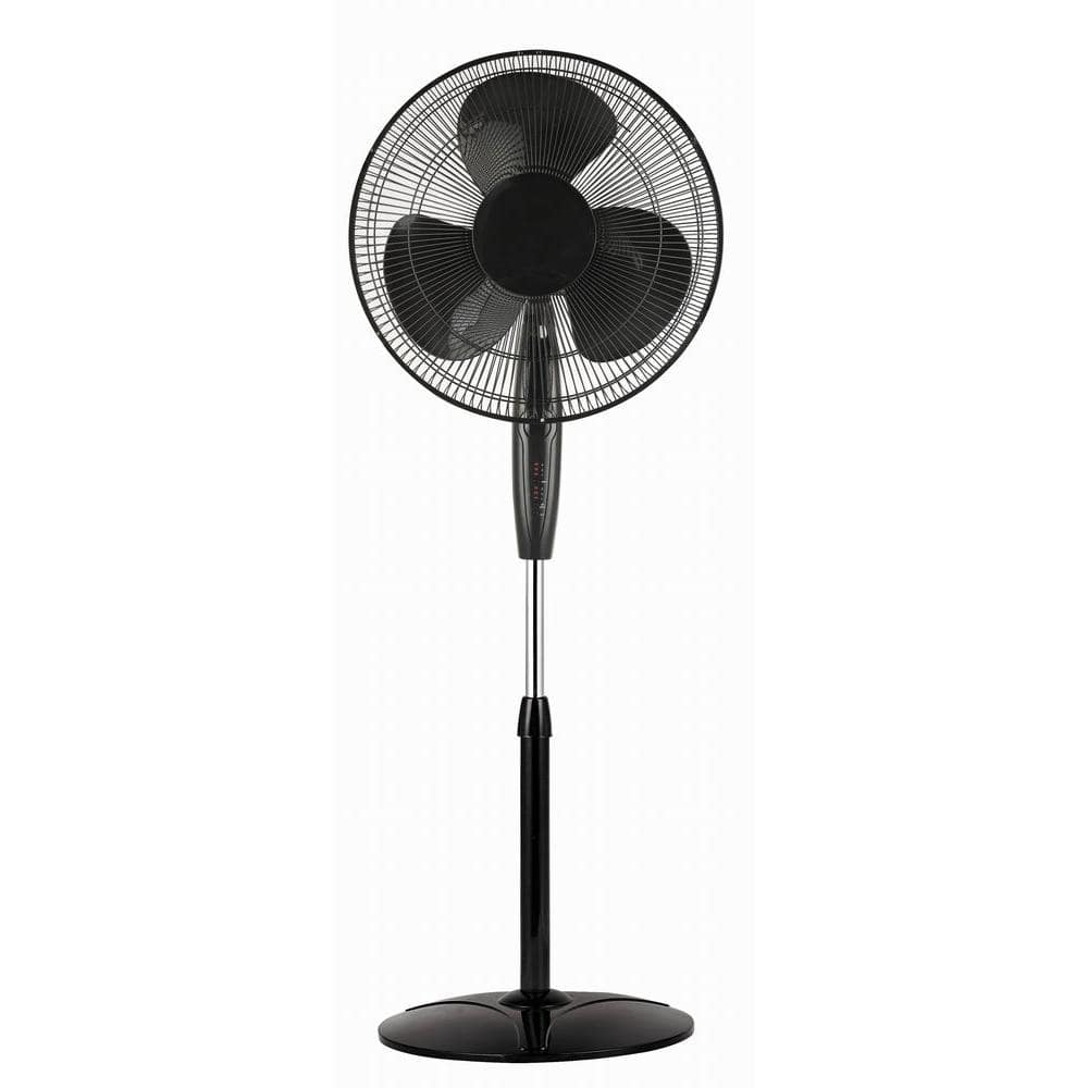 18 in. Oscillating Stand Fan with Remote Control in Black - Hercitys