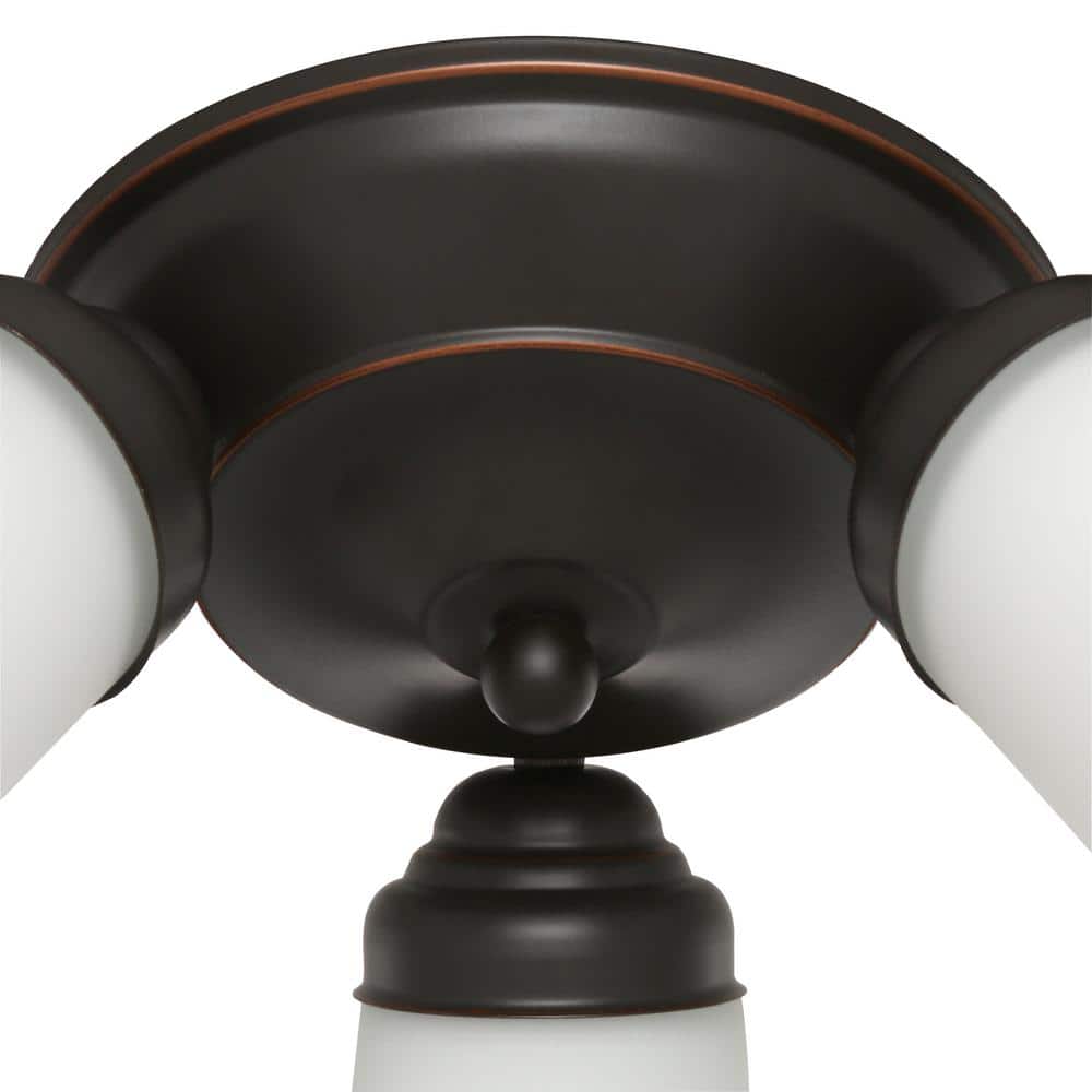 17.5 in. 3-Light Oil-Rubbed Bronze Flush Mount with Bell Shaped Frosted Glass Shades - Hercitys