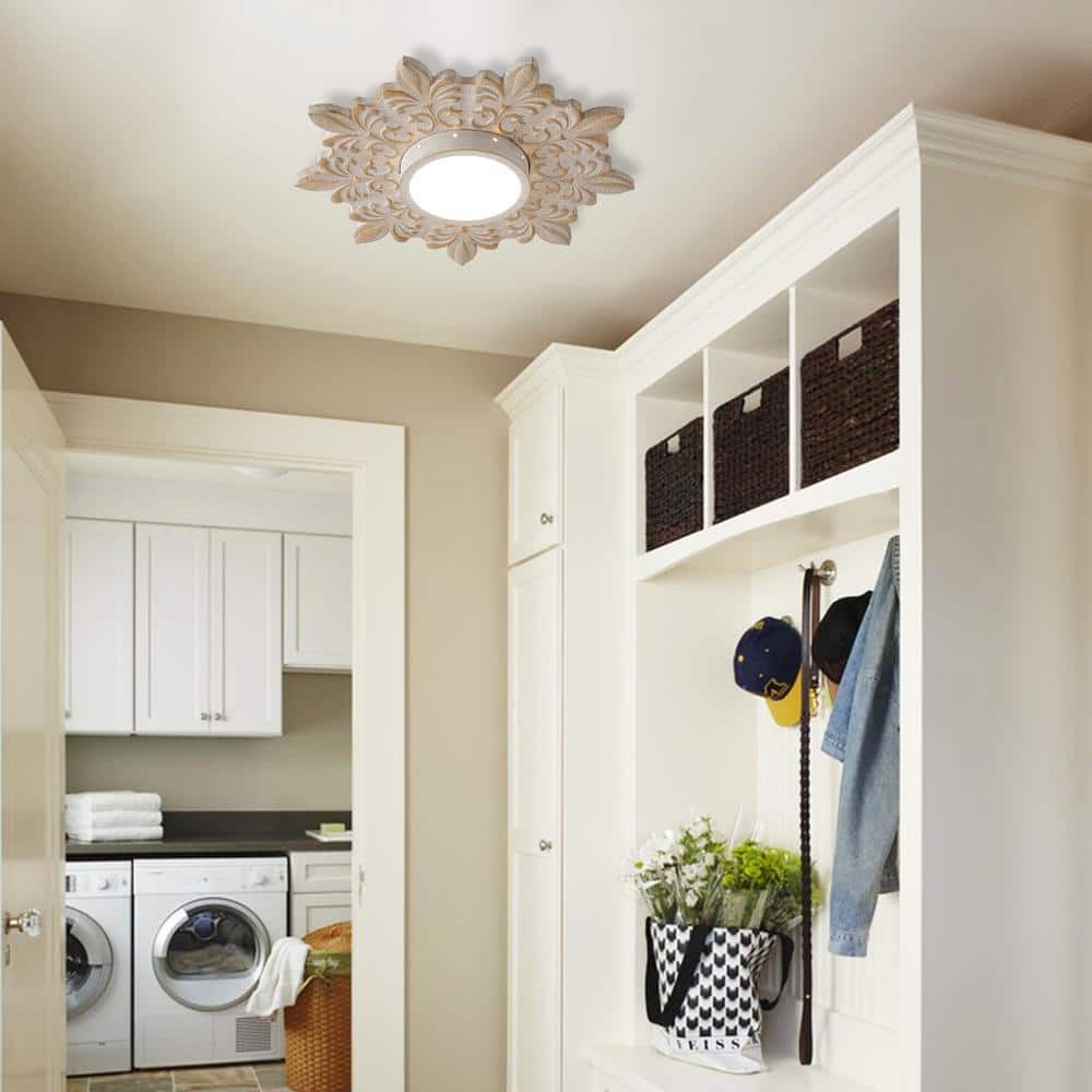 21.65 in. 16-Watt Modern White Dimmable Flower Shape LED Light Flush Mount with Acrylic Shade - Hercitys