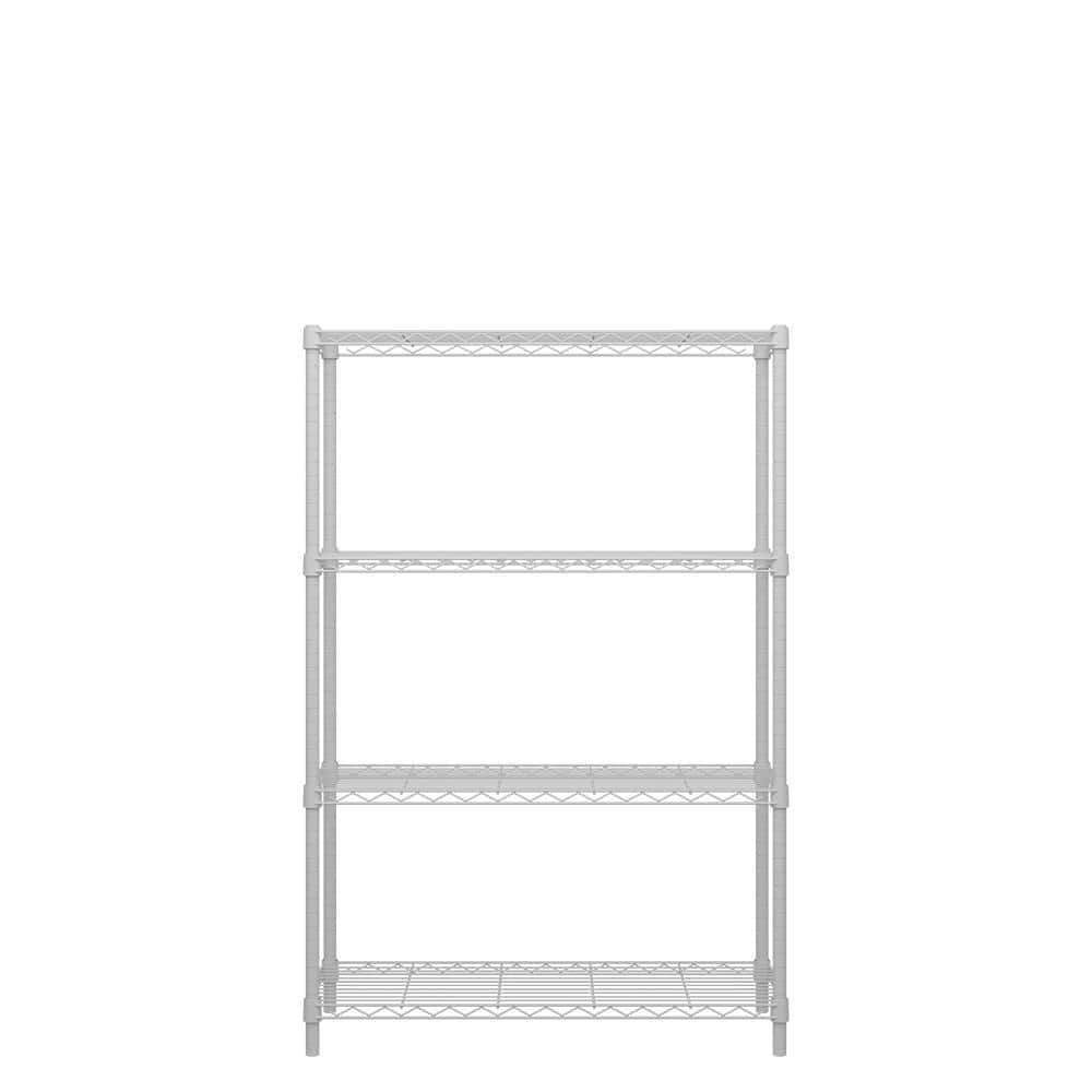 4-Tier Steel Wire Shelving Unit White Coating Finish - Hercitys
