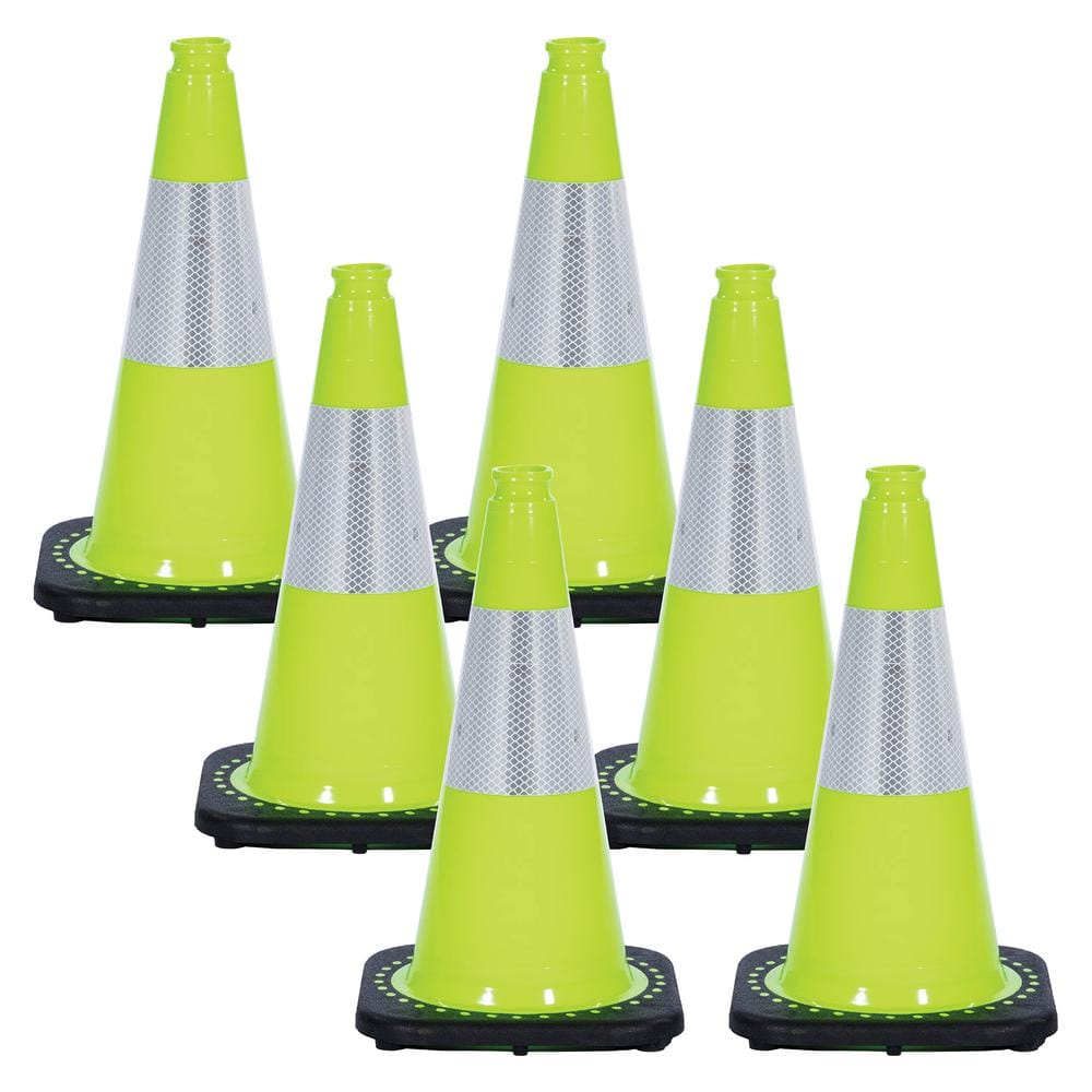 18 in. Safety Green Reflective Traffic Cones - Hercitys