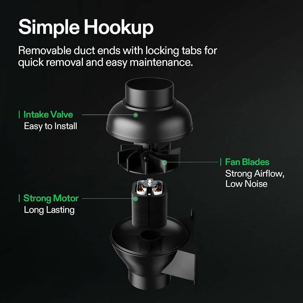 4 in. 195 CFM Inline Duct Ventilation Fan - Hercitys
