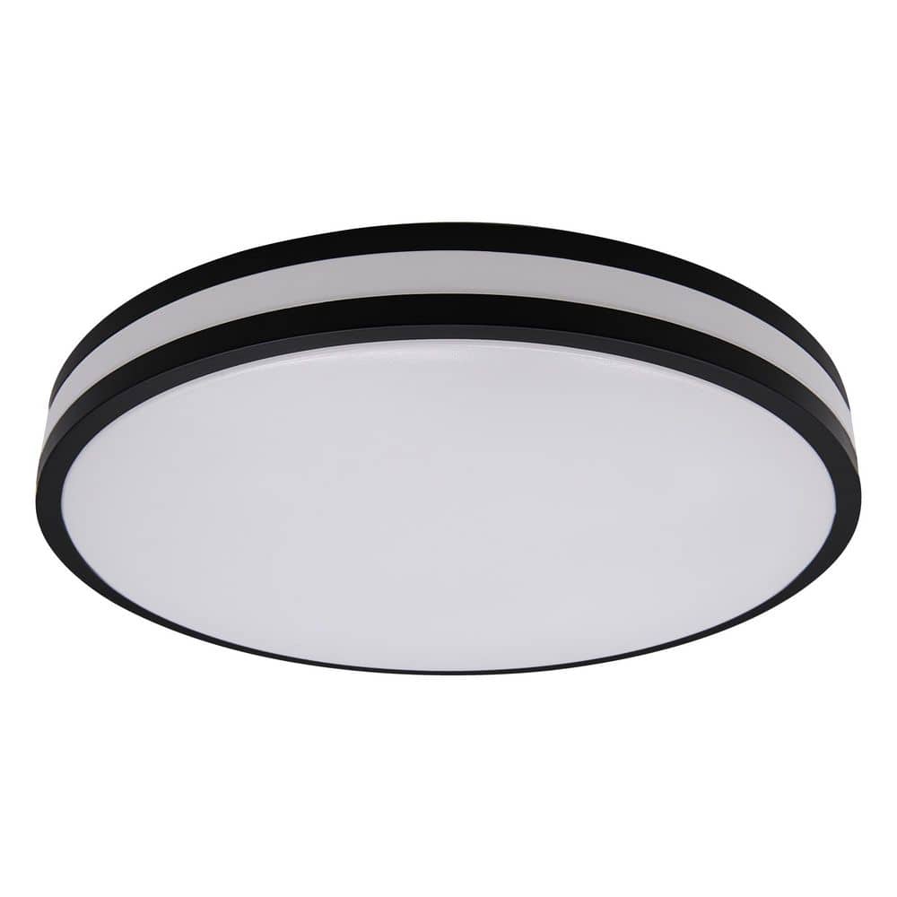 13 in. Matte Black Adjustable CCT Integrated LED Flush Mount 3000K/4000K/5000K Light Fixture - Hercitys