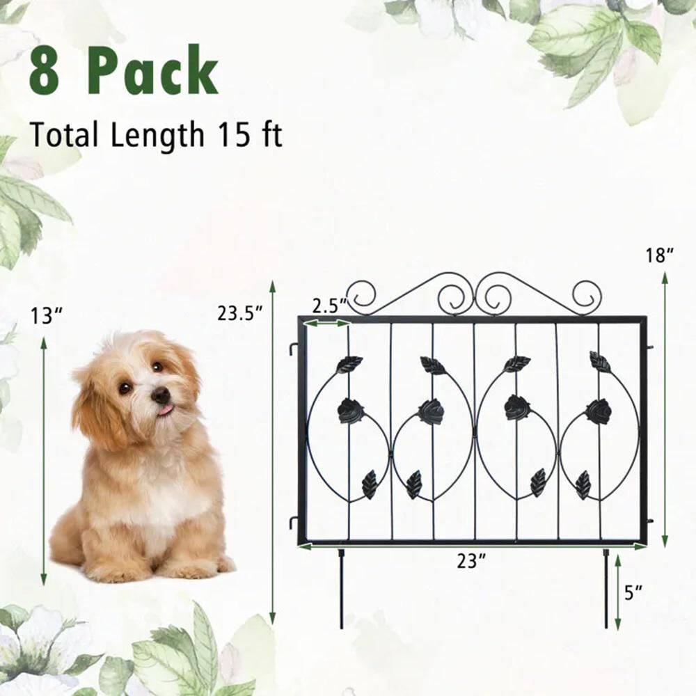 23.5 in. Metal Decorative Garden Fence with 8 Panels Animal Barrier - Hercitys