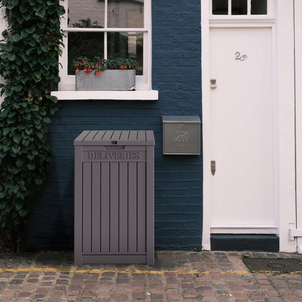 51 Gal. Waterproof Double-Wall Resin Deck Box with Lockable Lid in Brown - Hercitys