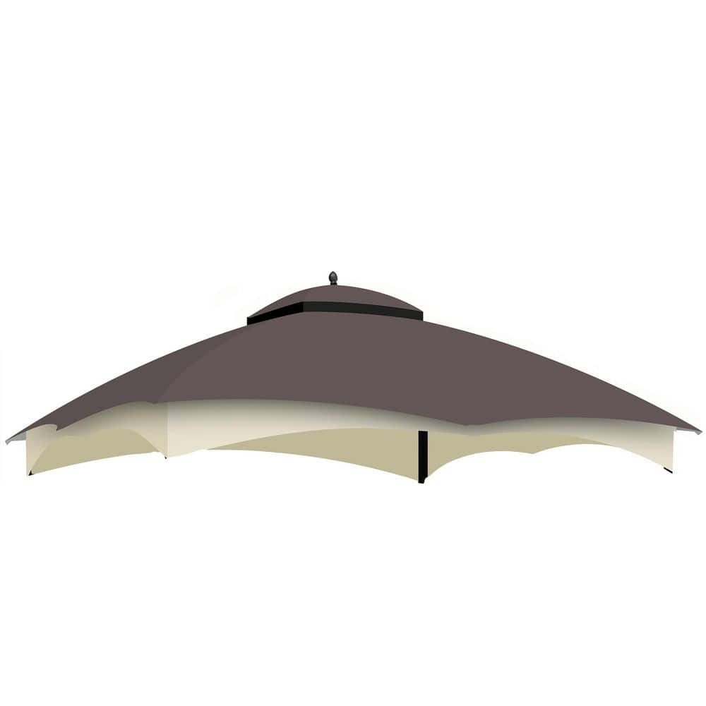 10 x 12 ft. Gazebo Replacement Canopy Top,Heavy Duty Polyester Fabric Roof Cover with Air Vent and Mosquito Net in Brown - Hercitys