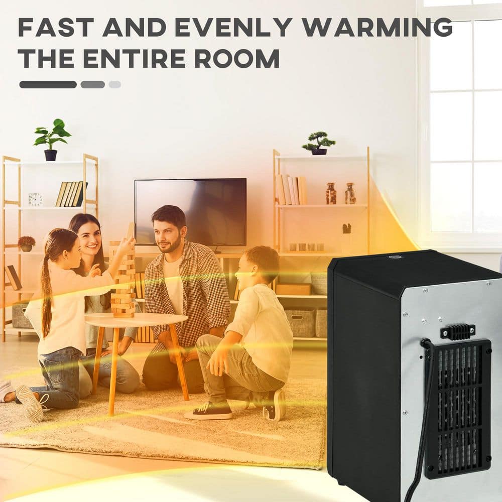 1500 W 13.5 in. Electric Indoor Tower Ceramic Fan Space Heater with Remote Control 12h Timer 3-Modes for Living Space - Hercitys