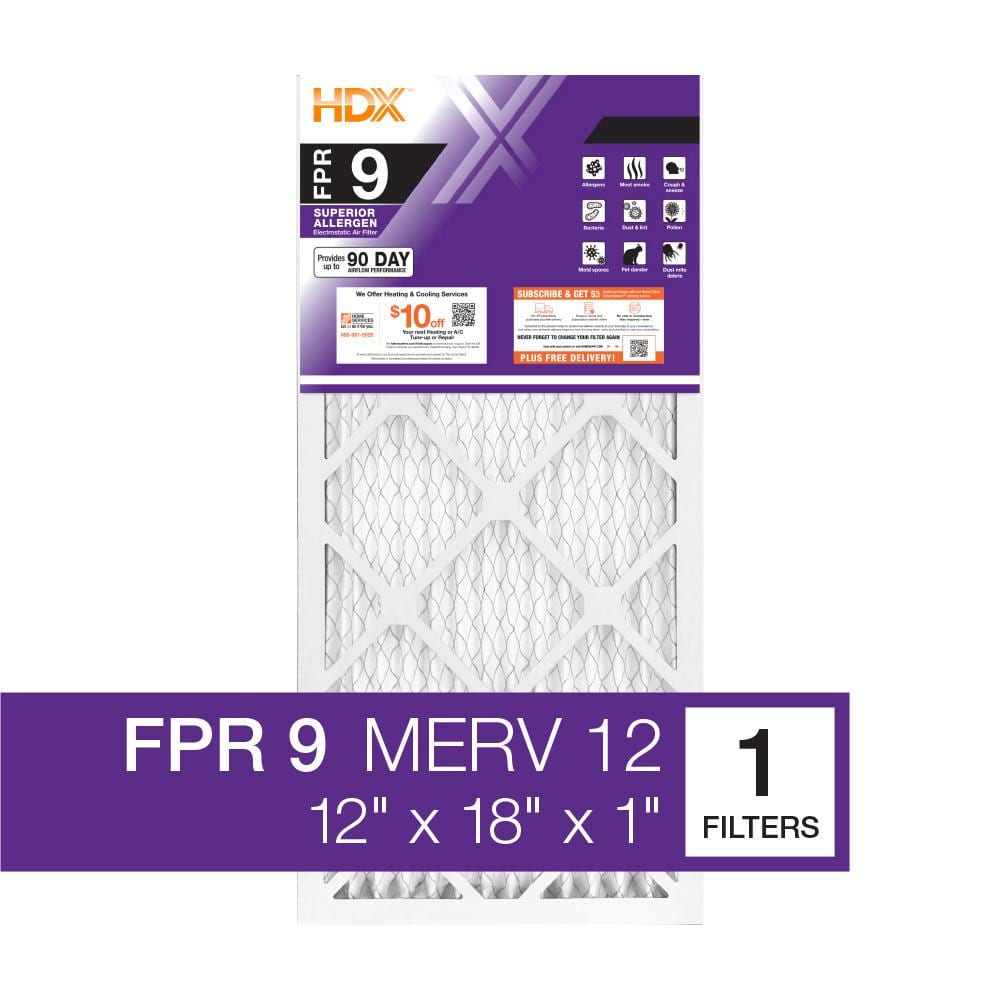 12 in. x 18 in. x 1 in. Superior Pleated Air Filter FPR 9, MERV 12 - Hercitys